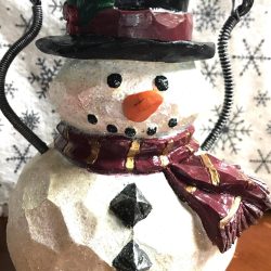 Snowman Votive Holder: Glittery Holiday Top Hat Decor (5.5”)