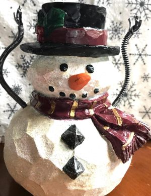Snowman Votive Holder: Glittery Holiday Top Hat Decor (5.5”)