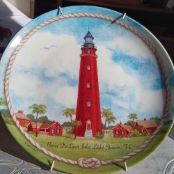 Ponce De Leon Inlet Lighthouse Plate: Florida Porcelain Decor (2004) Free shipping!