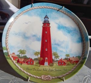 Ponce De Leon Inlet Lighthouse Plate: Florida Porcelain Decor (2004) Free shipping!