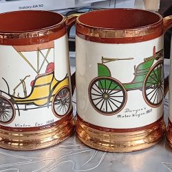 Arthur Wood Classic Car Stein Set (4): 1940s Duryea, Ford, Winton, Rolls Royce. Great gift. Free shipping.