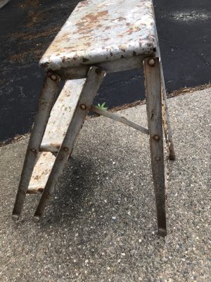 Stepstool, metal. Vintage 1940’s. Useful and well-used.