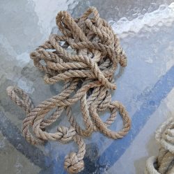 Rope, weathered nautical from Kennebuckport ME. White Green, weathered, braided. Various lengths colors.