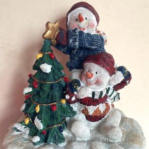 Snowmen Christmas Tree Candle Jar Cover – Resin Decor, Balsam Scented Candle