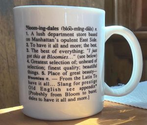 Bloomingdale’s Dictionary Coffee Mug – NYC 1990s Department Store Definitions