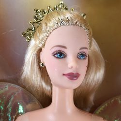2001 Barbie Doll "Angelic Harmony": Pink Gown, Iridescent Wings, Crown, Trumpet