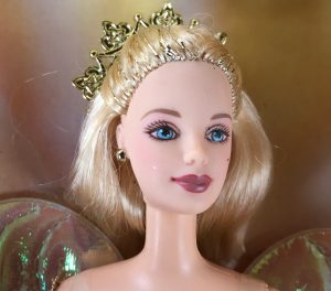 2001 Barbie Doll "Angelic Harmony": Pink Gown, Iridescent Wings, Crown, Trumpet