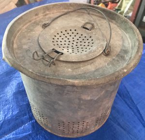 Minnow Bucket: Galvanized steel. Adirondack Decor, vintage 1940s USA.