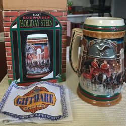 1997 Budweiser Holiday Stein: Clydesdales Series, Ceramic Relief (With Box, COA)